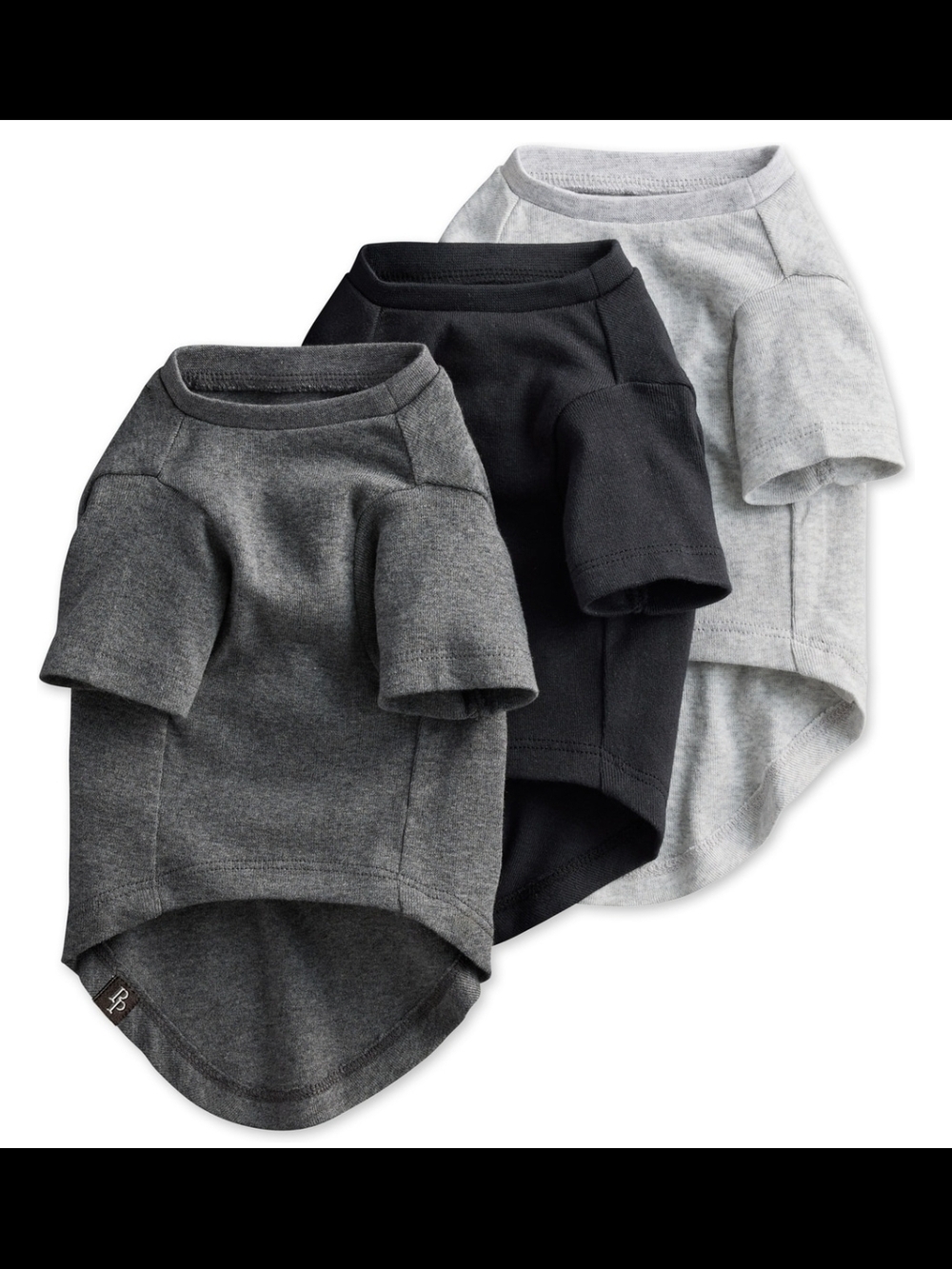 3-Pack Neutral Dog Tee Set - Gray, Black, Light Gray